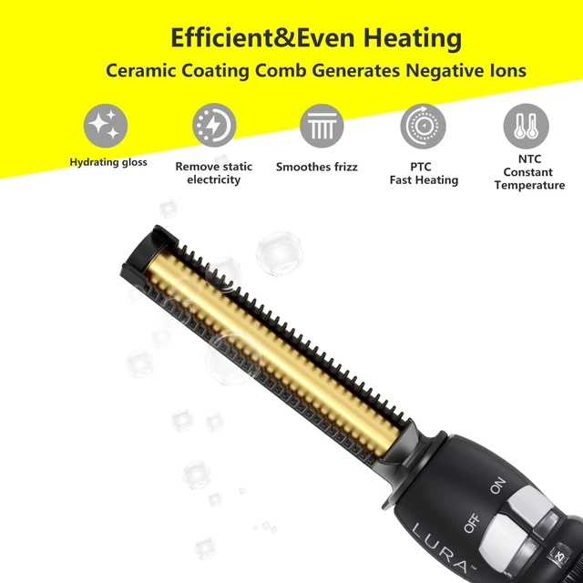 Alt view image 2 of 6 - Professional Root/Edge Straightener,200-500°F Pressing Combs for Black Hair,Electric Hot Comb for Women Thick Hair