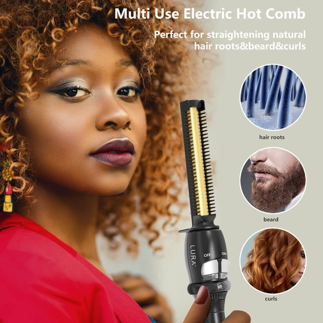 Alt view image 5 of 6 - Professional Root/Edge Straightener,200-500°F Pressing Combs for Black Hair,Electric Hot Comb for Women Thick Hair