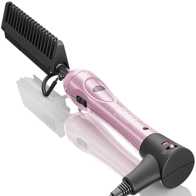 Main image of 500 Degree Temperature Adjustable Ceramic Heat Comb with 60 min Shut Off - Plug-in Electric Straightener for Wigs and Natural Black Hair, Pink