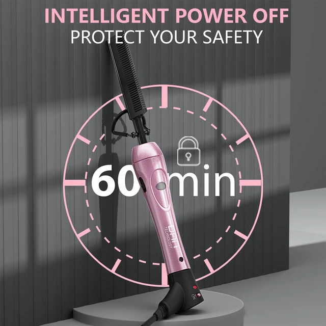 Alt view image 4 of 7 - 500 Degree Temperature Adjustable Ceramic Heat Comb with 60 min Shut Off - Plug-in Electric Straightener for Wigs and Natural Black Hair, Pink