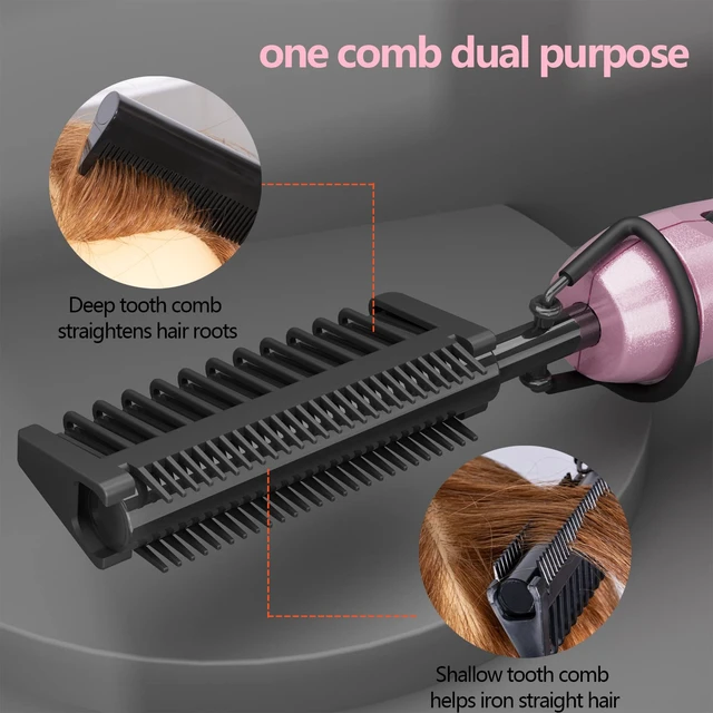 Alt view image 6 of 7 - 500 Degree Temperature Adjustable Ceramic Heat Comb with 60 min Shut Off - Plug-in Electric Straightener for Wigs and Natural Black Hair, Pink