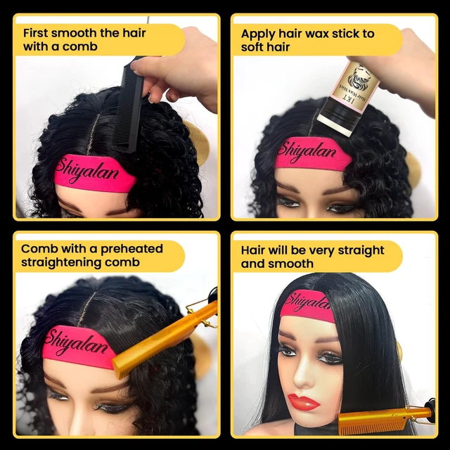 Alt view image 4 of 6 - Hot Comb Set 7Pcs, Electric Hair Straightener Pressing Comb for Black Hair, Hot Comb Set with Wig Wax Stick, Lace Band, Rat Tail Comb Salon Clips