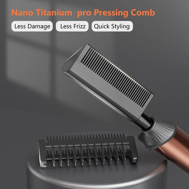 Alt view image 3 of 6 - Nano Titanium 250-500°F Hot Comb for Black Hair with 6 Adjustable Temp | High Heat Pressing Comb for Black Women Hair,Hair Straightener Comb for Afro Hair,Heat Comb for Synthetic Wigs(Rose Gold)