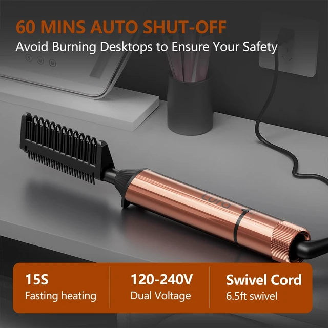 Alt view image 4 of 6 - Nano Titanium 250-500°F Hot Comb for Black Hair with 6 Adjustable Temp | High Heat Pressing Comb for Black Women Hair,Hair Straightener Comb for Afro Hair,Heat Comb for Synthetic Wigs(Rose Gold)