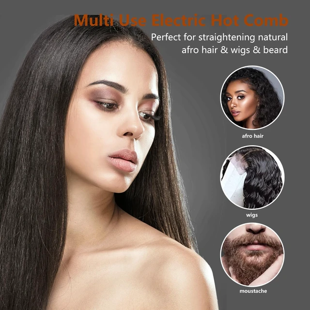 Alt view image 6 of 6 - Nano Titanium 250-500°F Hot Comb for Black Hair with 6 Adjustable Temp | High Heat Pressing Comb for Black Women Hair,Hair Straightener Comb for Afro Hair,Heat Comb for Synthetic Wigs(Rose Gold)