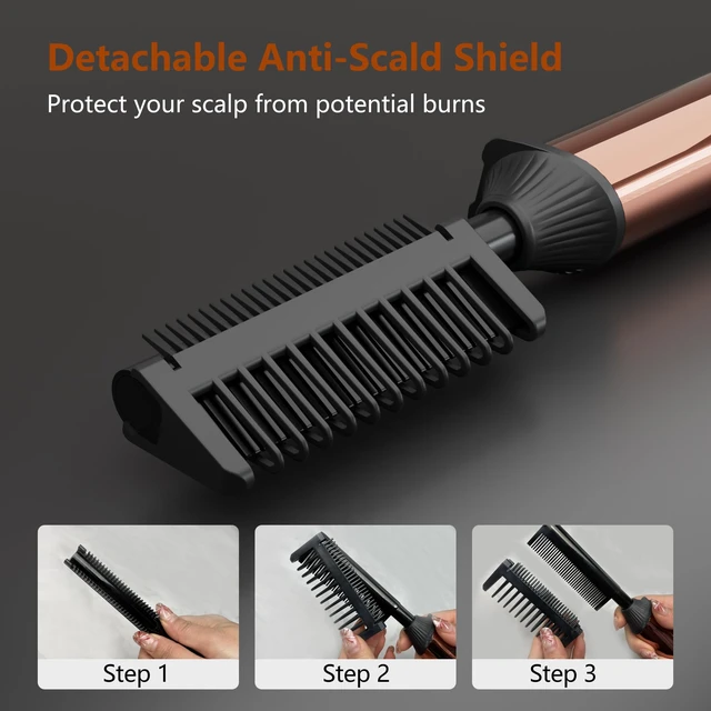 Alt view image 5 of 6 - Nano Titanium 250-500°F Hot Comb for Black Hair with 6 Adjustable Temp | High Heat Pressing Comb for Black Women Hair,Hair Straightener Comb for Afro Hair,Heat Comb for Synthetic Wigs(Rose Gold)