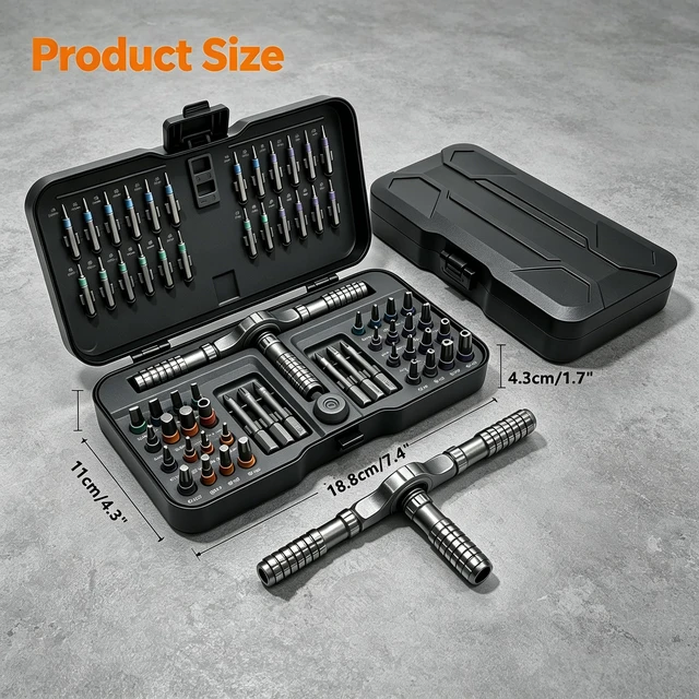 Alt view image 2 of 7 - 66 in 1 Ratchet Screwdriver Set Ratchet Allen Wrench Set S2 Steel Bits | DIY Combination Flexible Shaft Magnetic Screwdriver Sets Ratcheting Handle, Extension Bar T-Handle, Multi Bit Tool Kit