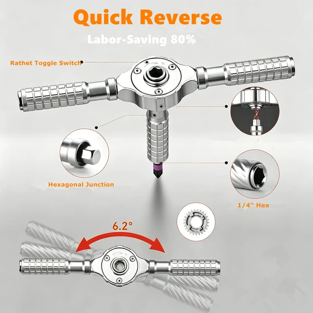 Alt view image 4 of 7 - 66 in 1 Ratchet Screwdriver Set Ratchet Allen Wrench Set S2 Steel Bits | DIY Combination Flexible Shaft Magnetic Screwdriver Sets Ratcheting Handle, Extension Bar T-Handle, Multi Bit Tool Kit