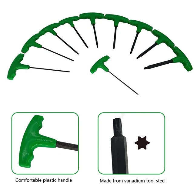 Alt view image 3 of 7 - Professional T Handle Star Key Wrenches Set,T7-T40 Star Wrench with T-Handle,Multi-purpose Screwdriver Repair Tool for DIY, Auto Bike Repair Tool 10PCS