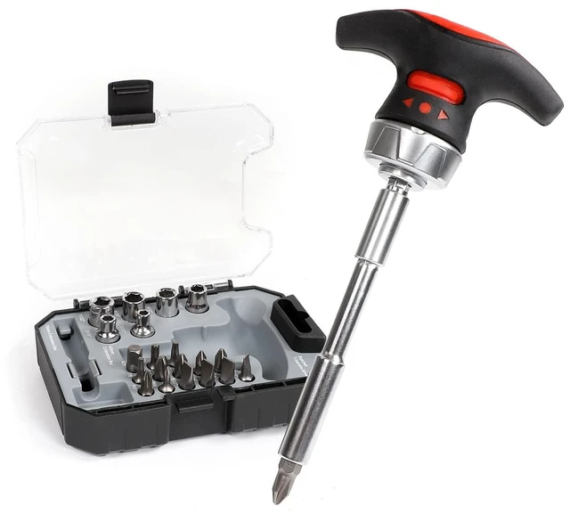 Main image of Magnetic Screwdriver Set,CR-V Steel THandle Ratchet Screwdriver Set&Socket Set,Phillips Pozidriv Torx Slotted Bits & Storage Box with Extension Bar for Furniture,Computer,Bicycle Repair & DIY