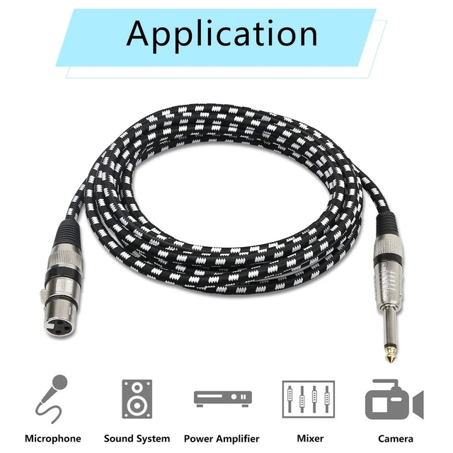 Alt view image 6 of 6 - Microphone Cable XLR Female to 1/4" TS Cables,Furui Nylon Braided 6.35mm (1/4 Inch) TS to XLR Cable (XLR Female to TS Male Unbalanced Cable) Gold-Plated Connectors - 6 Feet (2m)