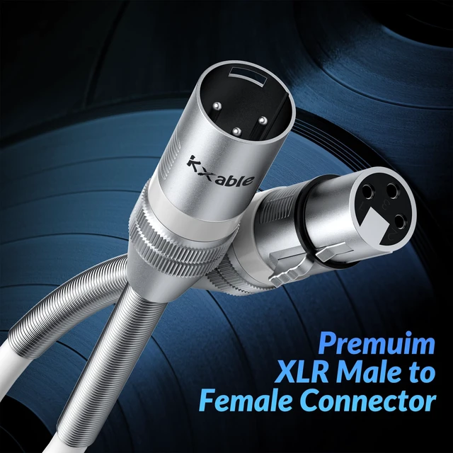 Alt view image 4 of 7 - Premium XLR Cable 6 FT, 3 Pins XLR Microphone Male to Female Cord, White | Balanced Mic, 22AWG Pure Copper, Metal Spring SR, Zinc Alloy Plug, for Speaker, Mixing Board, Podcast, with 5 Ties, OD: 6.5mm