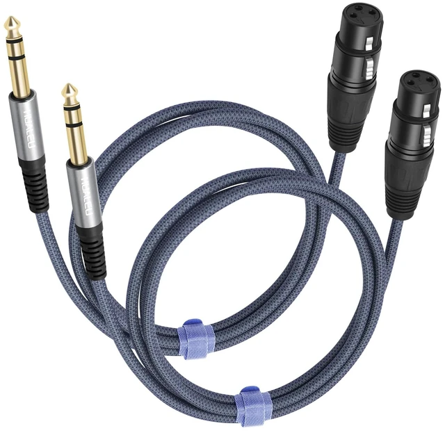 Main image of 2 Pack 1/4 TRS Male to 3Pin XLR Female Microphone Cable,Balanced 6.35mm TRS to XLR Female Braid Quarter inch Cable for Mixer Microphone Active Speakers-3Feet