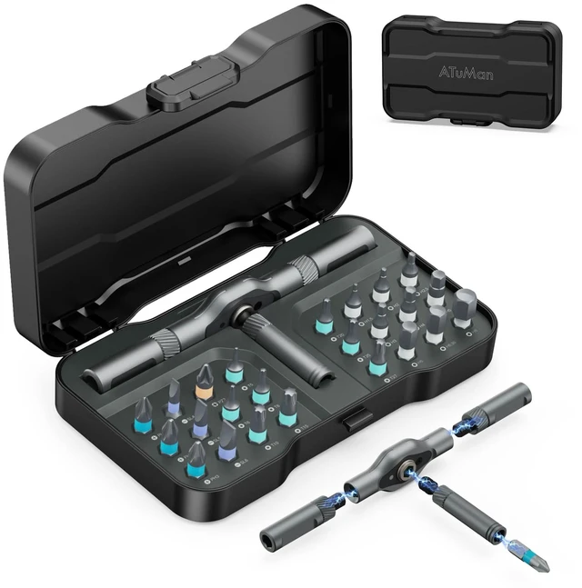 Main image of Upgraded 24 in 1 Ratchet Screwdriver Set, Magnetic Screwdriver Set, T Handle Multi Bit DIY Repair Tool Kit with Storage Case for Valentine's Day Gifts Furniture, Bicycle and DIY Free Combination
