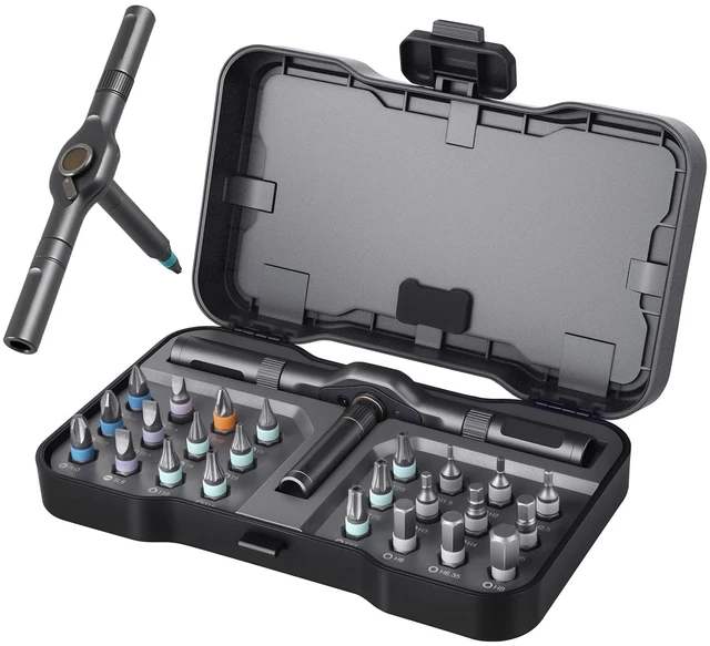 Main image of 24 in1 Magnetic Screwdriver Set, Multi-Bit Ratchet Screwdriver Kit with S2 Steel Precision Bits,Detachable T-Handle Ratchet Screwdriver Set for PC,Bicycle, Electronics, Furniture, DIY, Gift for Him