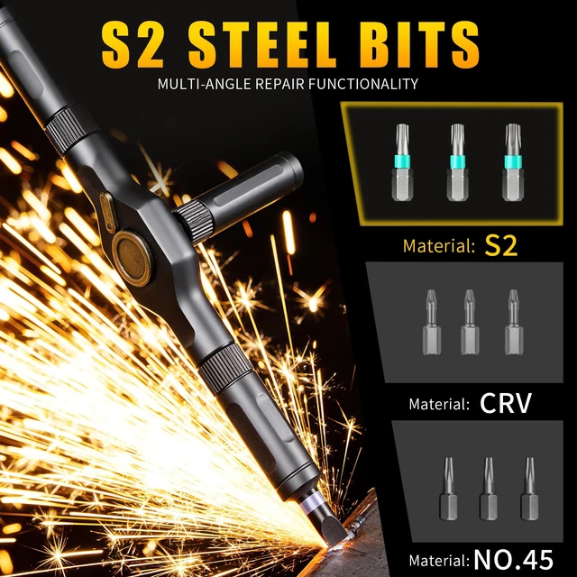 Alt view image 4 of 7 - 24 in1 Magnetic Screwdriver Set, Multi-Bit Ratchet Screwdriver Kit with S2 Steel Precision Bits,Detachable T-Handle Ratchet Screwdriver Set for PC,Bicycle, Electronics, Furniture, DIY, Gift for Him