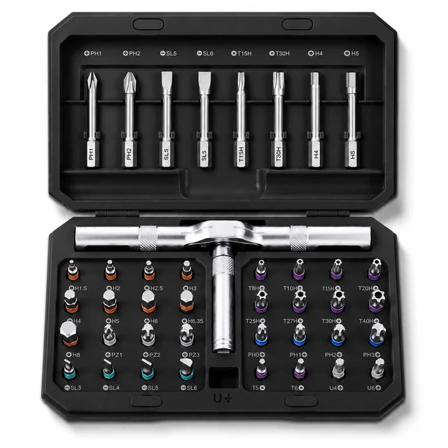 Main image of 42 in 1 Magnetic Screwdriver Set, Ratcheting Screwdriver Set with T Handle and S2 Steel Bits, Repair Tool Kit for Computer, Eyeglass, Bicycle, Watch, Furniture and Daily DIY