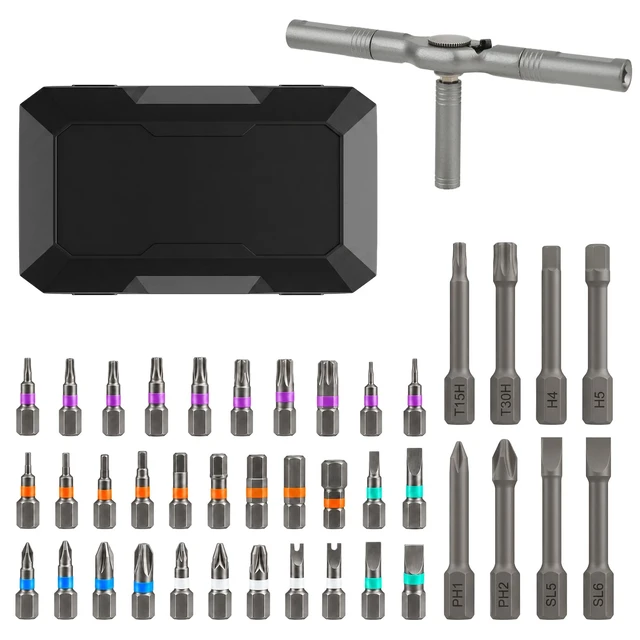 Alt view image 7 of 7 - 42 in 1 Magnetic Ratchet Screwdriver, T Handle Ratchet Screwdriver | Detachable Ratchet Screwdriver with Storage Case Detachable T-Handle Repair Tool Kit for DIY, Electronics