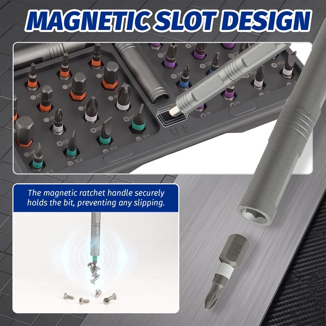 Alt view image 4 of 7 - 42 in 1 Magnetic Ratchet Screwdriver, T Handle Ratchet Screwdriver | Detachable Ratchet Screwdriver with Storage Case Detachable T-Handle Repair Tool Kit for DIY, Electronics
