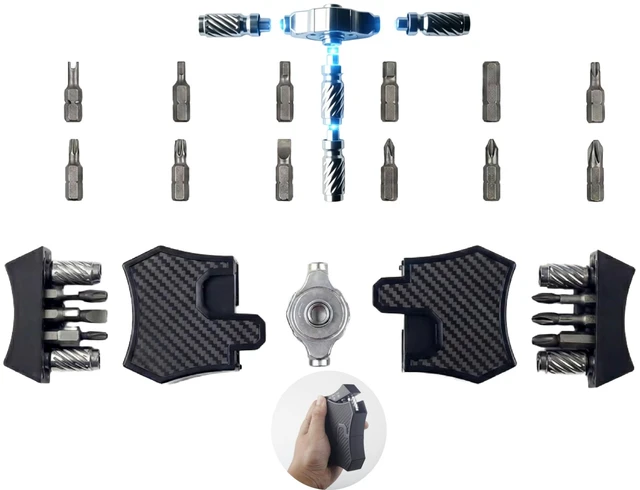 Alt view image 3 of 7 - 17 in 1 Ultra-Portable Magnetic Multi-Bit Tool Kit with Modular T-Handle, CRV High Torque Repair Tool for EDC, PC, Auto & Home Assembly