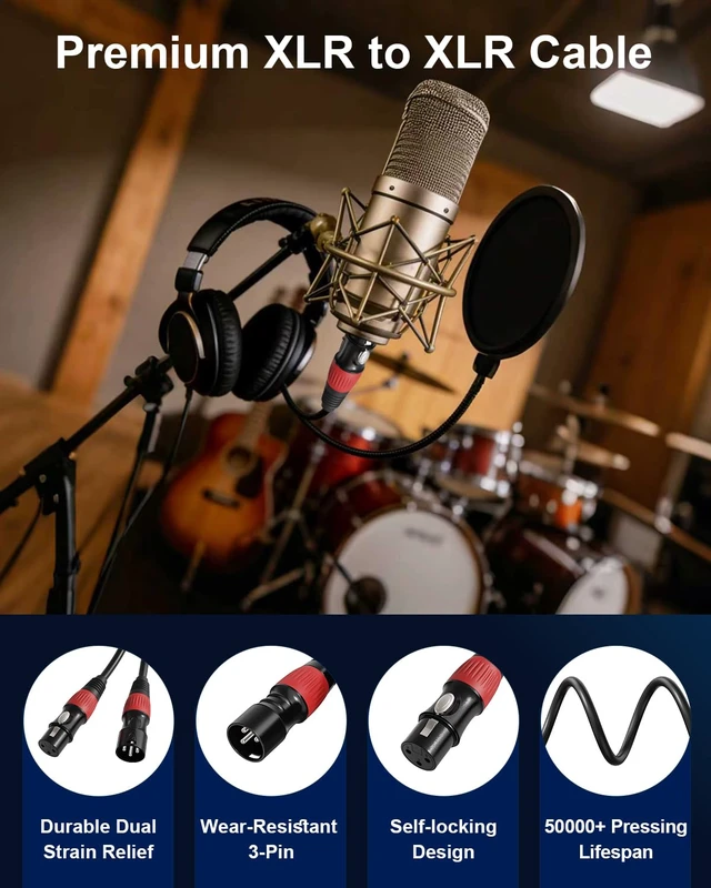 Alt view image 2 of 7 - 4Pack 6ft ColorCoded XLR Cables, Male to Female Microphone Cable | OFC OxygenFree Copper Mic Cord, Professional Microphone Cord for Mixer, Amp, Podcast, Stage & Recording Studio Equipment