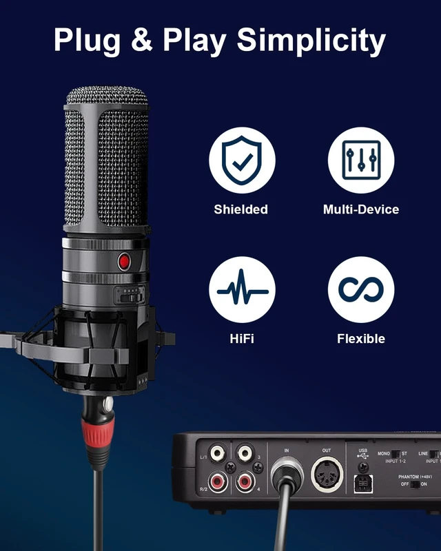 Alt view image 6 of 7 - 4Pack 6ft ColorCoded XLR Cables, Male to Female Microphone Cable | OFC OxygenFree Copper Mic Cord, Professional Microphone Cord for Mixer, Amp, Podcast, Stage & Recording Studio Equipment