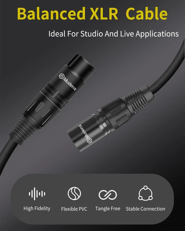 Alt view image 5 of 7 - XLR Cable 2-Pack 6FT, 3-Pin Male to Female Mic Cables, Balanced Audio Cord for Microphone, Mixer, PA Speakers, Studio, Stage