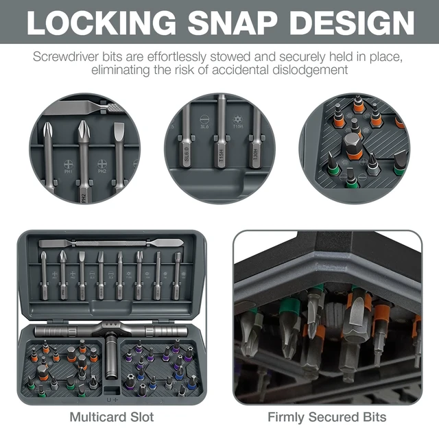 Alt view image 3 of 7 - 43 in 1 Magnetic Ratchet Screwdriver Set, Multi-Function DIY Mini Ratchet Screwdriver Set, Repair Tool With Detachable Handle, Small Screw Driver Home Repairs, DIY Projects, and Electronics Ect