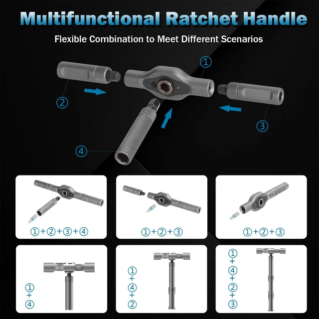 Alt view image 2 of 7 - 24 in 1 Magnetic Ratchet Screwdriver Set with T-Handle for Home Repair | Precision Screwdriver, MultiBit Repair Kit, PC Phone Laptop, Bicycle Furniture Assembly, Portable Tool