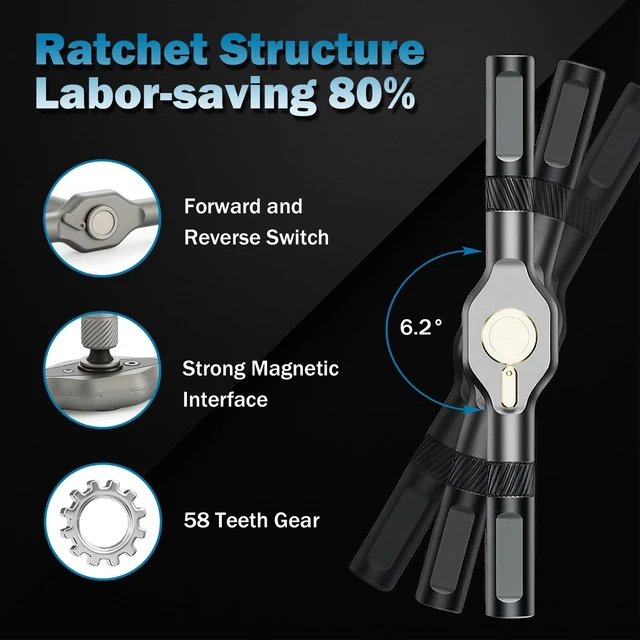 Alt view image 4 of 7 - 24 in 1 Magnetic Ratchet Screwdriver Set with T-Handle for Home Repair | Precision Screwdriver, MultiBit Repair Kit, PC Phone Laptop, Bicycle Furniture Assembly, Portable Tool