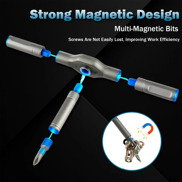Alt view image 6 of 7 - 24 in 1 Magnetic Ratchet Screwdriver Set with T-Handle for Home Repair | Precision Screwdriver, MultiBit Repair Kit, PC Phone Laptop, Bicycle Furniture Assembly, Portable Tool