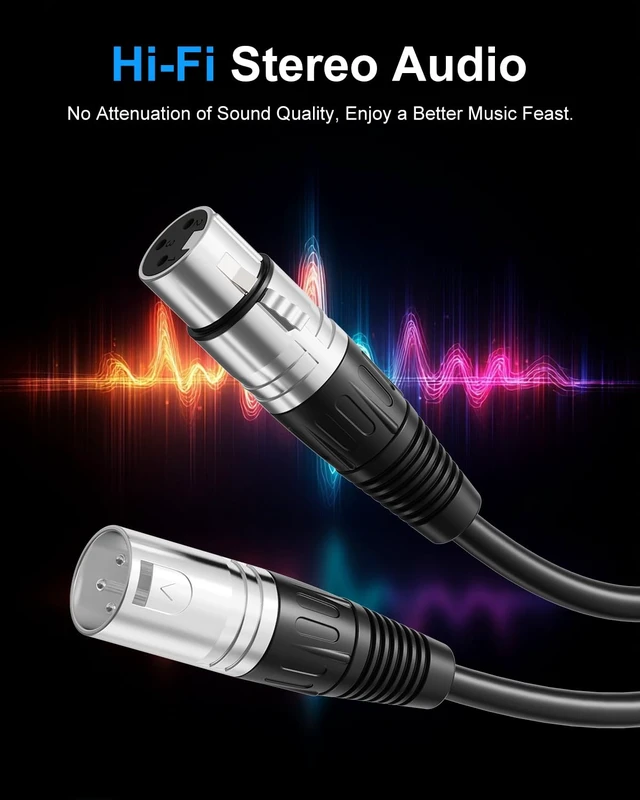 Alt view image 4 of 7 - 2Pack 25ft XLR Cables, Professional Microphone Cable, MaleFemale | Premium OFC HeavyDuty Mic Cord, Sturdy Microphone Cord with Metal Connectors for Mixer, Amp, Podcast, Stage & Studio