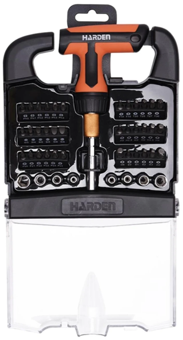 Main image of 46 Piece Ratchet Screwdriver Set - Pro T Type Ratchet Screwdriver with Quick Release - Magnetic Tips includes Phillips, Slotted, Hex,Torx,Pozi,Square - 4-10mm Socket Set - Ergo Handle