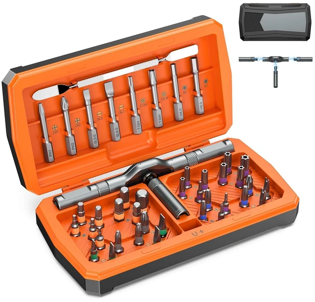 Main image of 43 in 1 Ratchet Screwdriver Set with T-Handle, Magnetic Screwdriver Kit with 40 S2 Steel Bits, Precision Ratchet Wrench, Metal Pry Bar, Repair Tool Kit for Electronics Furniture Bike Home DIY