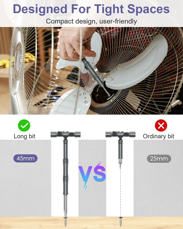 Alt view image 3 of 7 - 43 in 1 Ratchet Screwdriver Set with T-Handle, Magnetic Screwdriver Kit with 40 S2 Steel Bits, Precision Ratchet Wrench, Metal Pry Bar, Repair Tool Kit for Electronics Furniture Bike Home DIY
