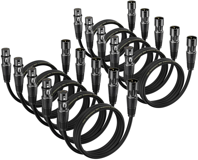 Main image of XLR Cables 1.5 Ft 10 Packs - Male to Female Microphone Cable Mic Cable | With 3-Pin Balanced Shielded XLR Speaker Cables for Microphones, Radio Station, Stage Lighting