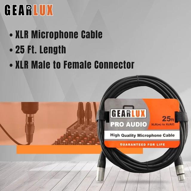 Alt view image 5 of 7 - XLR Microphone Cable, Fully Balanced, Male to Female, 25 Feet - 2 Pack