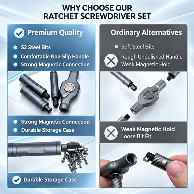 Alt view image 3 of 7 - 66 in 1 Ratcheting Screwdriver Set, 58-Tooth T-Handle with Pad | Repair Kit for Electronics, Laptop, PC, Game Console, Furniture, Bike