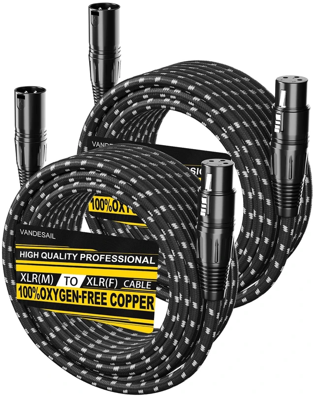 Main image of XLR Cables 25ft 2Pack, Durable Nylon Braided XLR Microphone Cable | OFC conductors, double shielding, balanced 3-pin XLR, metal connectors, for microphones, mixers and speakers