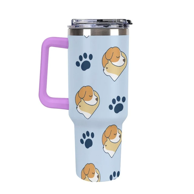 Alt view image 3 of 7 - HERCHA Cute Sleeping Dog Print Insulated Tumbler with Handle, Lid and Staw LeakProof Vacuum 40oz Stainless Steel Coffee Travel Mug LargeCapacity Reusable Water Cup for Women Men Birthday Gifts