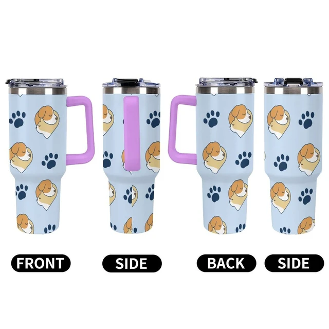 Alt view image 6 of 7 - HERCHA Cute Sleeping Dog Print Insulated Tumbler with Handle, Lid and Staw LeakProof Vacuum 40oz Stainless Steel Coffee Travel Mug LargeCapacity Reusable Water Cup for Women Men Birthday Gifts