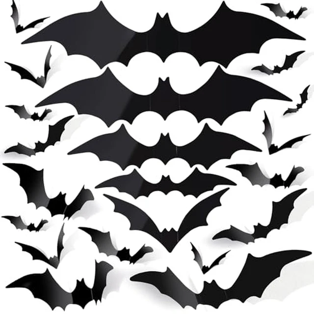 Alt view image 3 of 3 - FANDAMEI 140PCS Halloween Bats Wall Decor, Bats Decoration, 5 Sizes 3 Colors Bat Decor Party, 3D Bat Wall Decor for Halloween Indoor Outdoor. Sticky Bats Home, Bat Stickers for Window(140PCS)