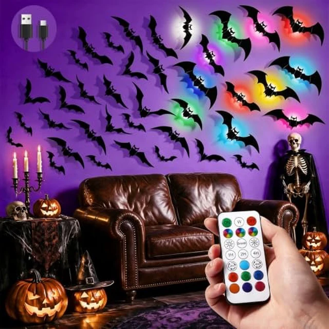 Alt view image 2 of 5 - LUDILO 100Pcs Bats Halloween Decorations: Halloween Bats Wall Décor Sticker