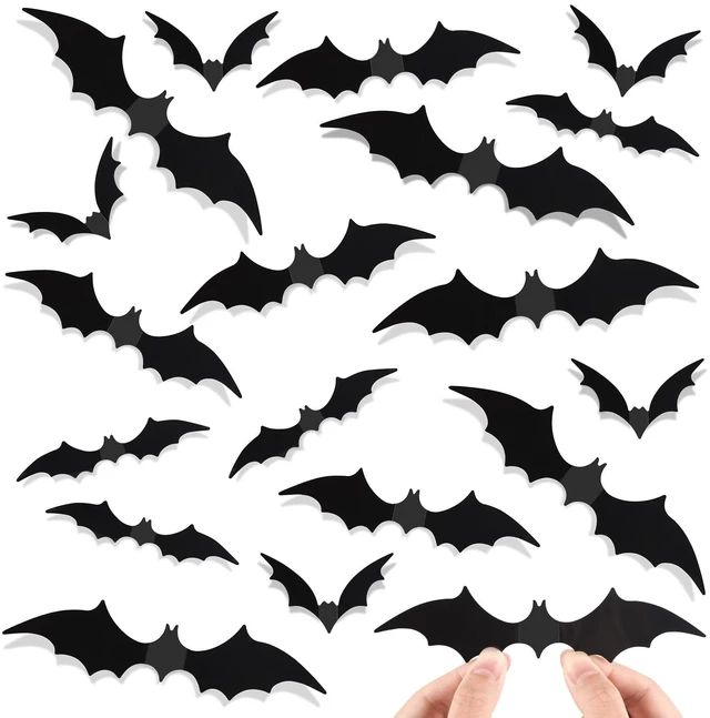 Main image of Bats Wall Decor, 120 Pcs 3D Bat Stickers Halloween Decorations for Home