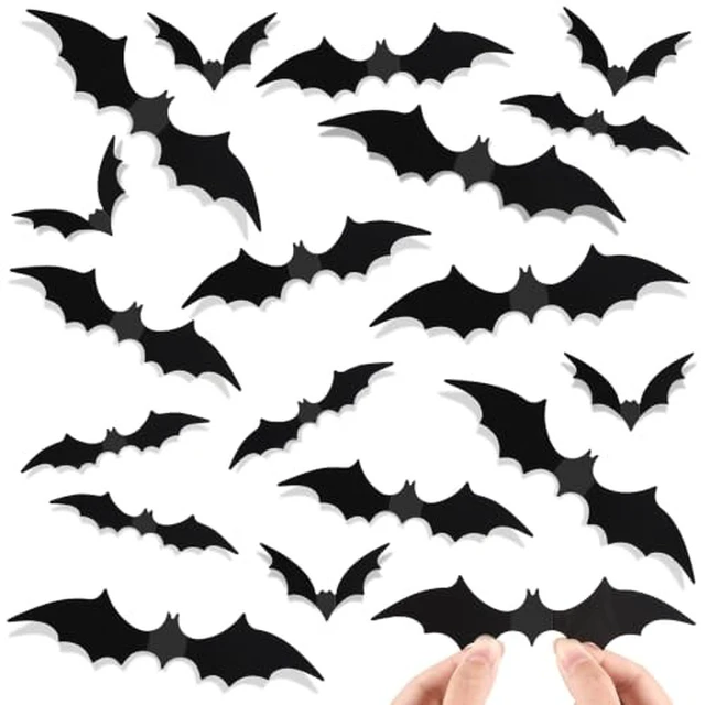 Alt view image 2 of 5 - Bats Wall Decor, 120 Pcs 3D Bat Stickers Halloween Decorations for Home