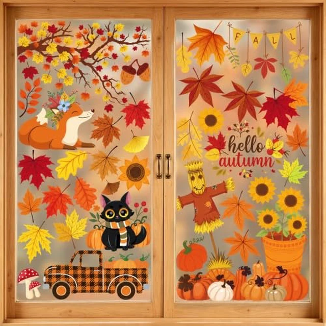 Alt view image 3 of 5 - Halloween Party Decorations - Reusable Window Clings for Halloween Decorations Indoor Outdoor | Pumpkin Ghost Static Window Decor Stickers for Office Party Favors Supplies Crafts Gifts Toys for Kids