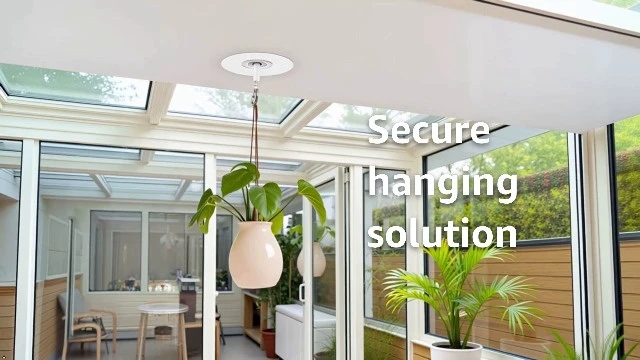 Alt view image 3 of 4 - Adhesive Ceiling Hooks with Safety Clasp, Stick-On Wall Hooks for Plants, Wind Chimes, Home Storage and Bathroom Decor