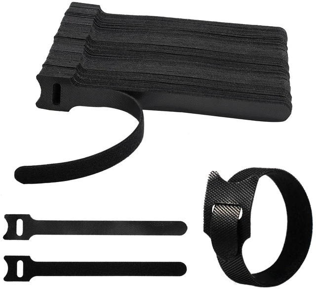 Main image of 60 PCS Reusable Cable Ties (6 Inch), Black | Adjustable Hook and Loop Cord Straps, Wire Organizer for Home, Office, Electronics