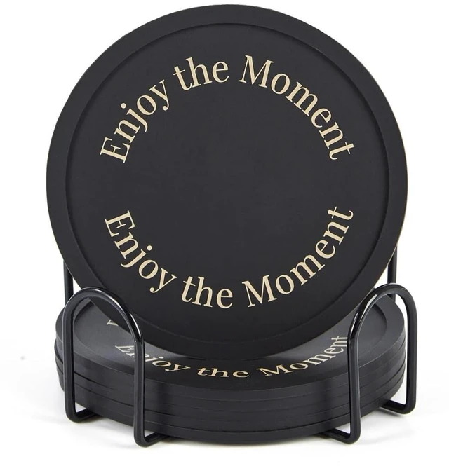 Main image of Silicone Coasters Set of 6, Premium Drink Coaster with Holder, Non-Slip, Non-Stick, Dishwasher Safe, Perfect for Hot and Cold Drinks, Protect Your Desks and Tables(6 Black)