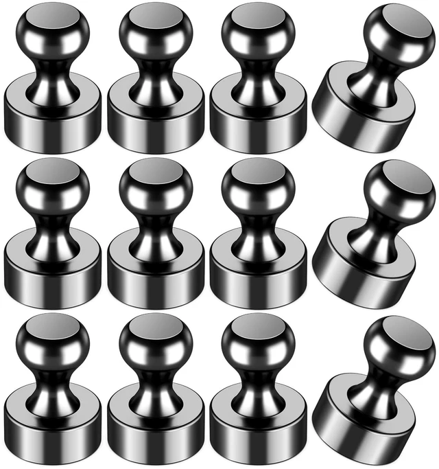 Main image of VNDUEEY 12Pcs Black Fridge Magnets, Whiteboard Magnets Refrigerator Magnet, Small Strong Magnet for Whiteboard, Office, Classroom, Kitchen